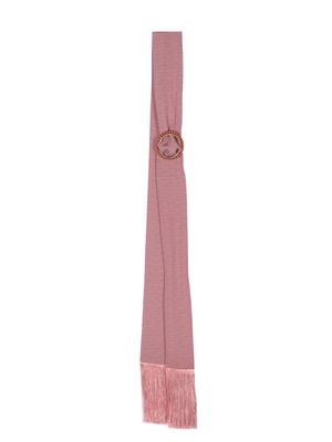 IBRIGU buckle-detail graphic-print slim scarf - Pink