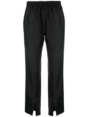 IBRIGU elasticated-waist virgin wool cropped trousers - Black
