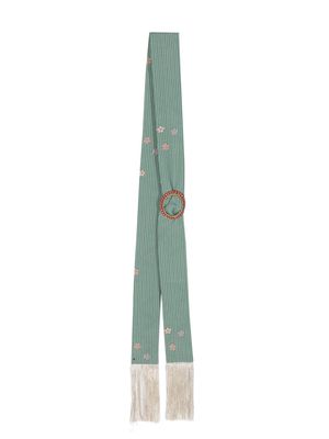 IBRIGU striped bead-buckle fringed scarf - Green