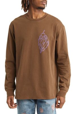 ICE CREAM Dough Long Sleeve Cotton Graphic Tee in Bison