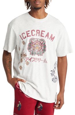 ICE CREAM Embroidered Graduate Graphic Tee in Light Heather Grey