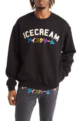 ICE CREAM Katana Embellished Cotton Graphic Logo Sweatshirt in Black