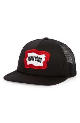 ICE CREAM Logo Badge Trucker Hat in Black