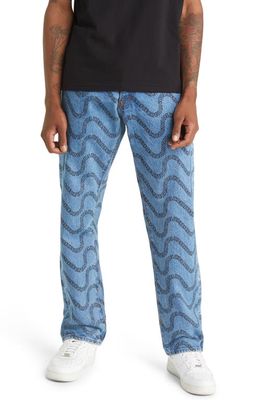 ICE CREAM Men's Drip Logo Graphic Jeans in Syrup Blue
