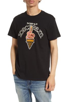 ICE CREAM Snakey Cone Cotton Graphic T-Shirt in Black