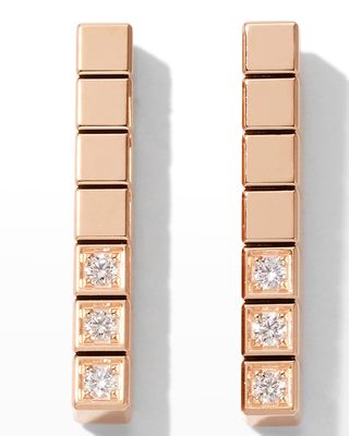 Ice Cube Diamond Bar Earrings in 18K Rose Gold
