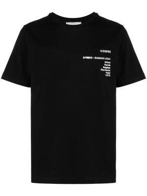 Iceberg 5-D text-printed cotton T-shirt - Black