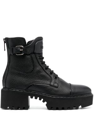 Iceberg buckle-fastening leather ankle boots - Black