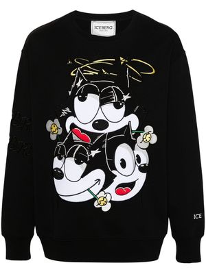 Iceberg cartoon-motif cotton sweatshirt - Black