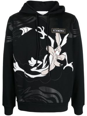 Iceberg chest logo-patch detail hoodie - Black