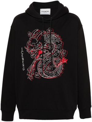 Iceberg embroidered-design hoodie - Black