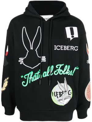Iceberg embroidered-logo detail hoodie - Black