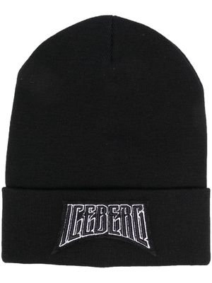 Iceberg embroidered-logo knit beanie - Black