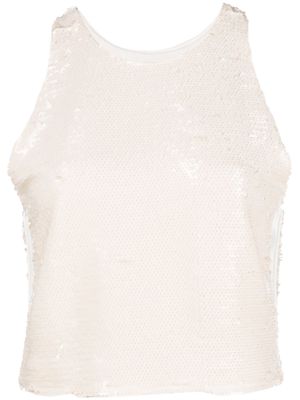 Iceberg embroidered-logo sequin top - Neutrals