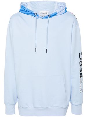 Iceberg illustration-print knitted hoodie - Blue