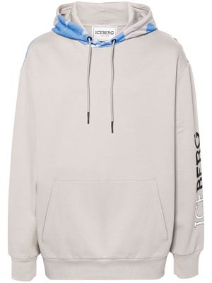 Iceberg illustration-print knitted hoodie - Grey