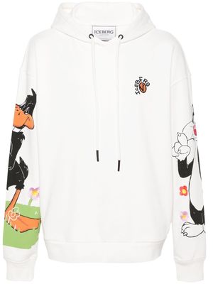 Iceberg illustration-print knitted hoodie - White