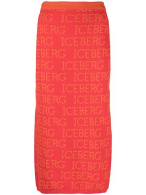 Iceberg intarsia-knit midi skirt - Red