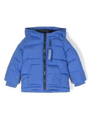 Iceberg Kids embossed-logo puffer jacket - Blue