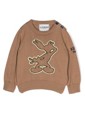 Iceberg Kids embroidered-motif cotton jumper - Brown