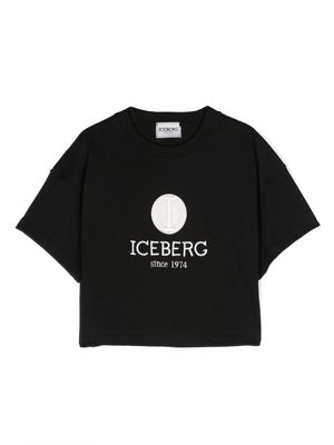 Iceberg Kids logo-embroidered cotton T-shirt - Black