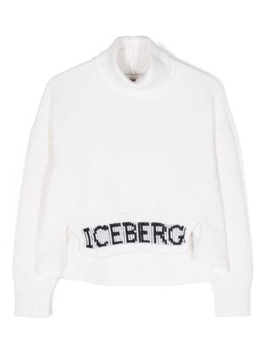 Iceberg Kids logo-intarsia ribbed-knit jumper - White