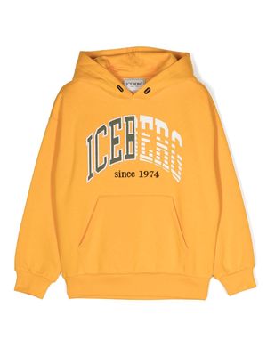 Iceberg Kids logo-print cotton-blend hoodie - Yellow