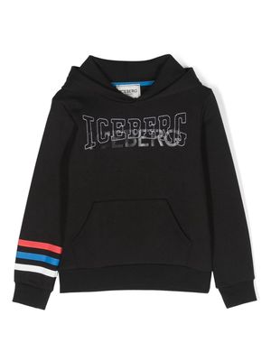 Iceberg Kids logo-print cotton hoodie - Black