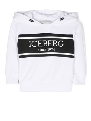 Iceberg Kids logo-tape jersey hoodie - White