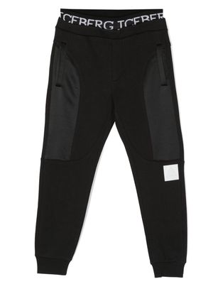 Iceberg Kids logo-waistband panelled track pants - Black