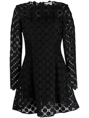 Iceberg lace long-sleeve flared dress - Black