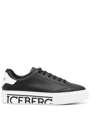 Iceberg leather logo-print sneakers - Black
