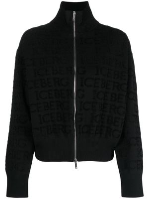 Iceberg logo-appliqué bomber jacket - Black