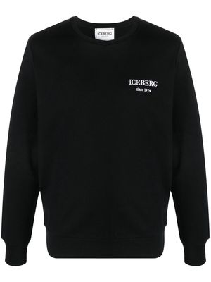 Iceberg logo-embroidered cotton sweatshirt - Black