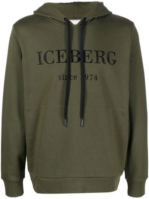ICEBERG logo-embroidered long-sleeve hoodie - Green