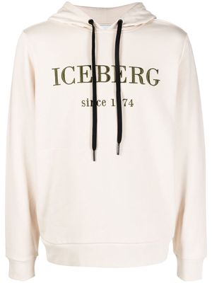 ICEBERG logo-embroidered long-sleeve hoodie - Neutrals