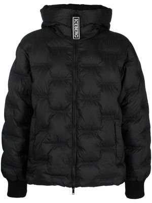 Iceberg logo-embroidered puffer jacket - Black