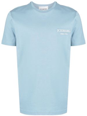 Iceberg logo-embroidery cotton T-shirt - Blue