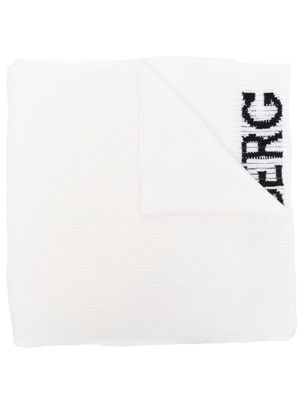 Iceberg logo intarsia-knit wool scarf - White