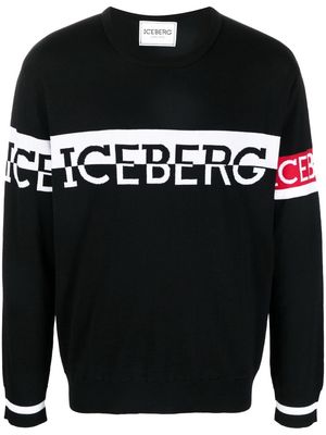 ICEBERG logo-intarsia virgin wool jumper - Black