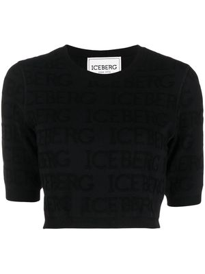 Iceberg logo-jacquard knit crop top - Black