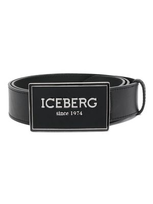 Iceberg logo-lettering leather belt - Black
