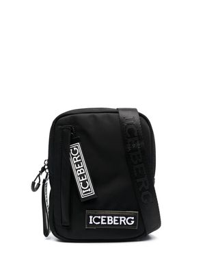 Iceberg logo-patch messenger bag - Black