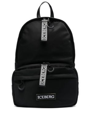 Iceberg logo-patch zip-up backpack - Black