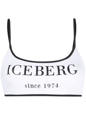 Iceberg logo-print bikini top - White