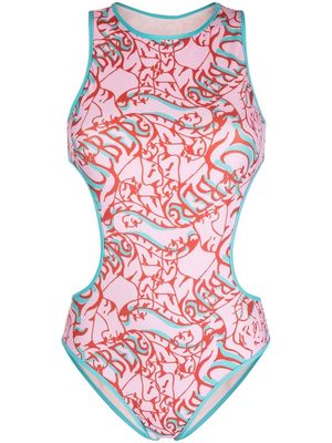 Iceberg logo-print cut-out swimsuit - Pink