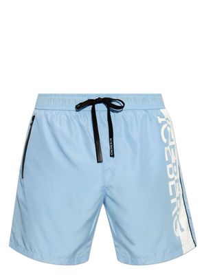 Iceberg logo-print drawstring swim shorts - Blue