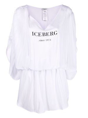 Iceberg logo-print elasticated-waist dress - White