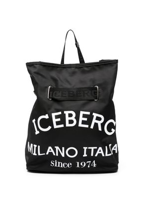Iceberg logo-print gabardine-weave backpack - Black