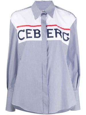 ICEBERG logo-print striped shirt - Blue